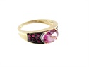 Pierścionek różowy topaz, rubiny i diamenty  VERONA - YES