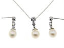 Srebrny komplet perła z cyrkoniami  VERONA - YES