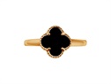 Złoty pierścionek z onyksem koniczyna  VERONA - YES