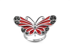 Pierścionek czerwony motyl Tajemniczy Ogród  VERONA - YES