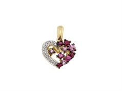 Złote serce z rubinami i różowymi szafirami  VERONA - YES