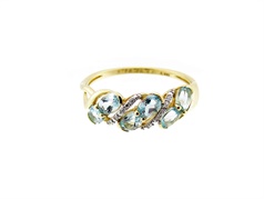 Złoty pierścionek z Topazami Błękitnymi  VERONA - YES