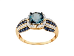 Złoty pierścionek z Topazem London Blue  VERONA - YES