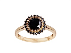 Złoty pierścionek z czarnymi cyrkoniami  VERONA - YES