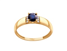Złoty pierścionek z szafirową cyrkonią  VERONA - YES