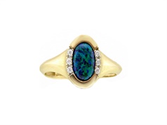 Złoty pierścionek z zielonym opalitem  VERONA - YES