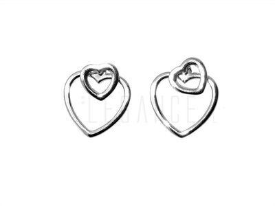 Kolczyki dwa srebrne serca  VERONA - YES
