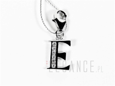 Srebrny charms literka E z cyrkoniami  VERONA - YES