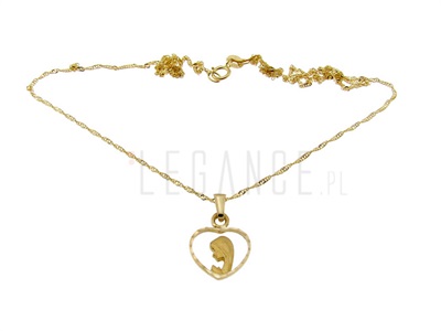 Złoty łańcuszek z medalikiem Madonna w sercu  VERONA - YES