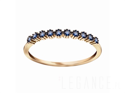 Złoty pierścionek Felicia niebieskie cyrkonie  VERONA - YES