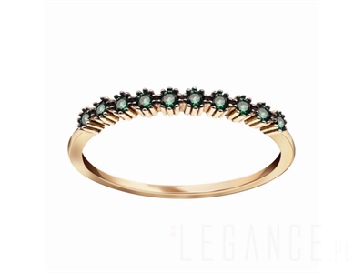 Złoty pierścionek Felicia zielone cyrkonie  VERONA - YES
