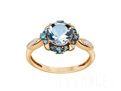 Złoty pierścionek z Topazem Sky Blue  VERONA - YES