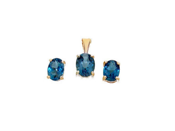 Zdjęcie Komplet złoty Topaz London Blue