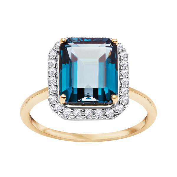 Zdjęcie Złoty pierścionek Topaz London Blue