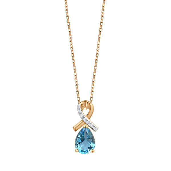 Zdjęcie Złota zawieszka diamenty i Topaz Sky Blue