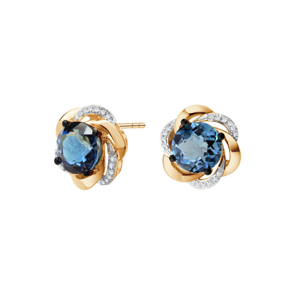 Zdjęcie Kolczyki z Topazami London Blue i diamentami