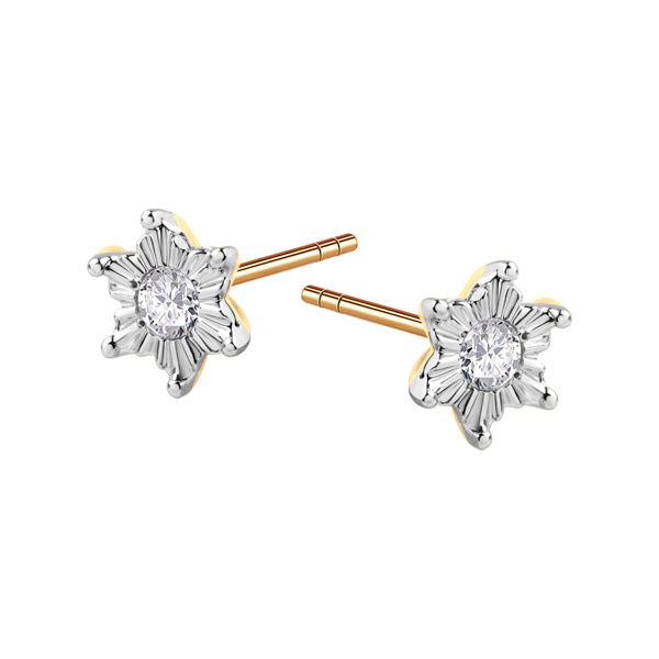 Zdjęcie Złote kolczyki z diamentami 14K
