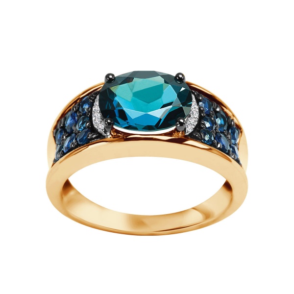Zdjęcie Pierścionek London blue topaz, szafiry i diamenty