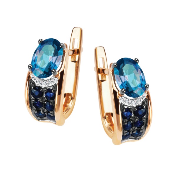 Zdjęcie Kolczyki London blue topaz, szafiry i diamenty