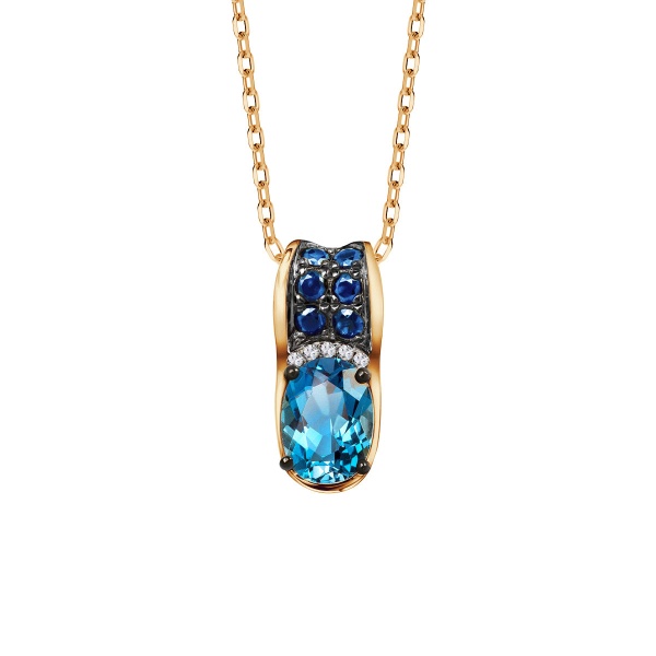 Zdjęcie Zawieszka Topaz London Blue, szafiry i diamenty