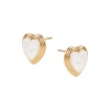 Zdjęcie Srebrne kolczyki serca pozłacane z masą perłową